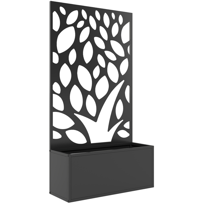 Підвищене грядка з металу з опорою для ліан, для кріплення до стіни або вільного розміщення, ящик для вирощування рослин з екраном приватності.