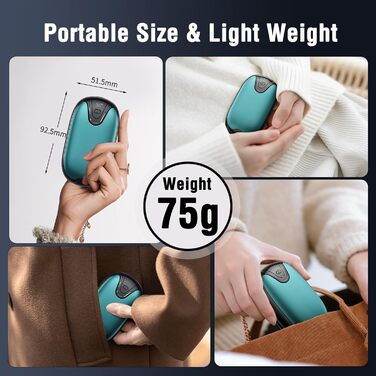 Електричні грілки для рук, набір 2 шт., перезаряджувані, портативні, 3 режими нагріву, ідеальний подарунок для спорту, гольфу, кемпінгу (блакитний)