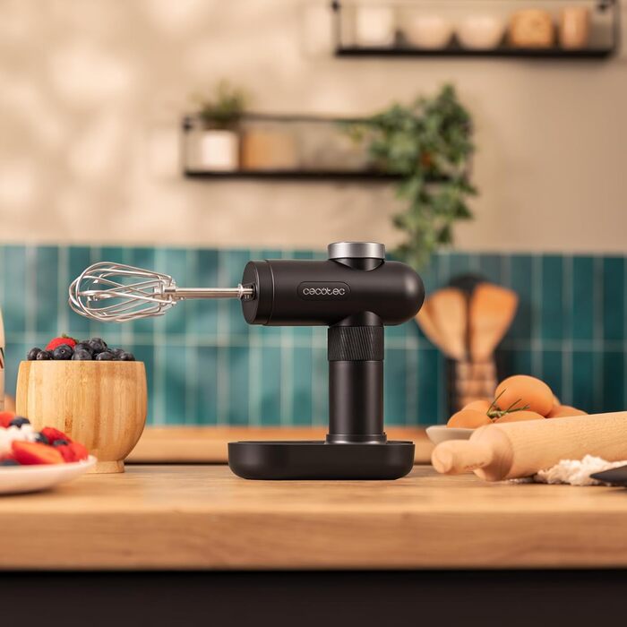 Ручний міксер Cecotec PowerTwist 500 Full Steel: 500 Вт, 5 швидкостей + турбо, 3 насадки (міксер, гак, віночок), сталь, без чаші (чорний)