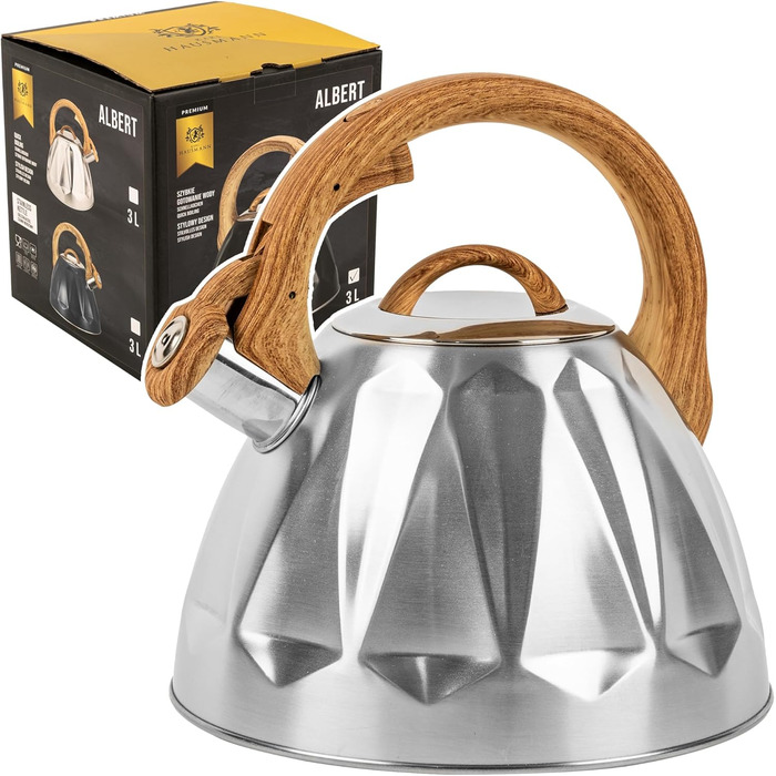 Чайник Karl Hausmann 3L з автоматичним свистком для індукційних, газових та електричних плит (нержавіюча сталь)