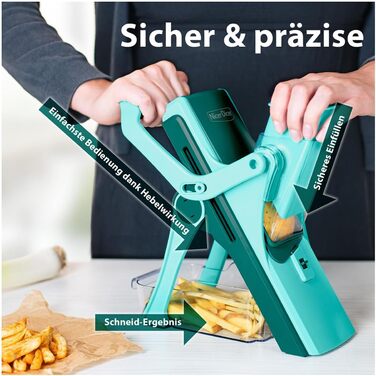 Nicer Dicer Mandoline 12-ти частинний набір для нарізки овочів, слайсер, овочевий гострий ніж, для нарізки соломкою, слайсами, кубиками, кухонний овочевий слайсер, турквіс/зелений