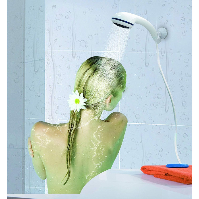 Електричний душ для кемпінгу Iron Hammer портативний, акумуляторний (4800 mAh), регульована швидкість, для авто, тварин (синій)