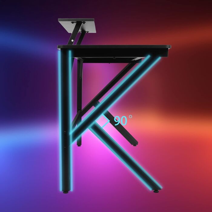 Ігровий стіл 100 x 55 см з карбону, ергономічний, зі шторками для навушників та тримачем для напоїв, чорний