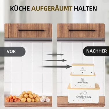 Набір контейнерів для зберігання картоплі, цибулі та часнику - 3 шт. (Бежевий, прямокутний)