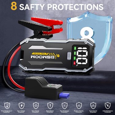 Powerbank для автомобіля Starthilfe 5000A: Jump Starter з LED та QC 3.0 USB для 12V авто, мотоциклів та газонокосарок