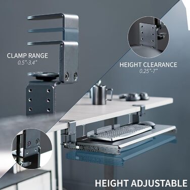 Підставка для клавіатури VIVO MOUNT-KB05HB, регульована висота, чорна