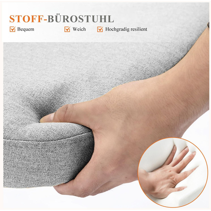 Офісний стілець Refined Living без підлокітників, комп'ютерний стілець на роликах, ергономічний стілець, вантажопідйомність до 113 кг, сірий колір