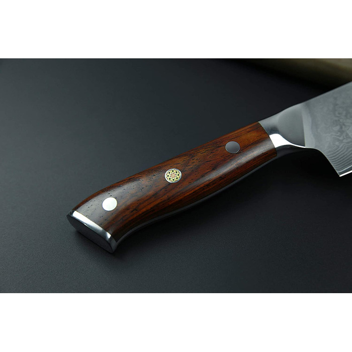 SCHNEIDWERK Santoku ніж з дамаської сталі, кухонний ніж 17.6 см, 67 шарів нержавіючої сталі, кухонний ніж з дамаської сталі, дуже гострий, DI-серія