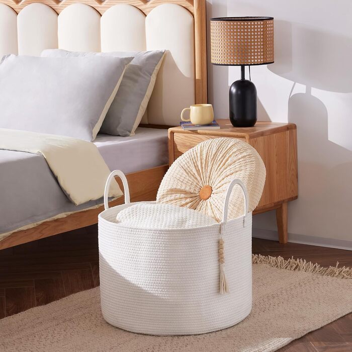 Плетіний кошик для білизни Youdenova 65L - великий кошик для зберігання, плетений кошик для ковдр, іграшок, дитячої кімнати, вітальні