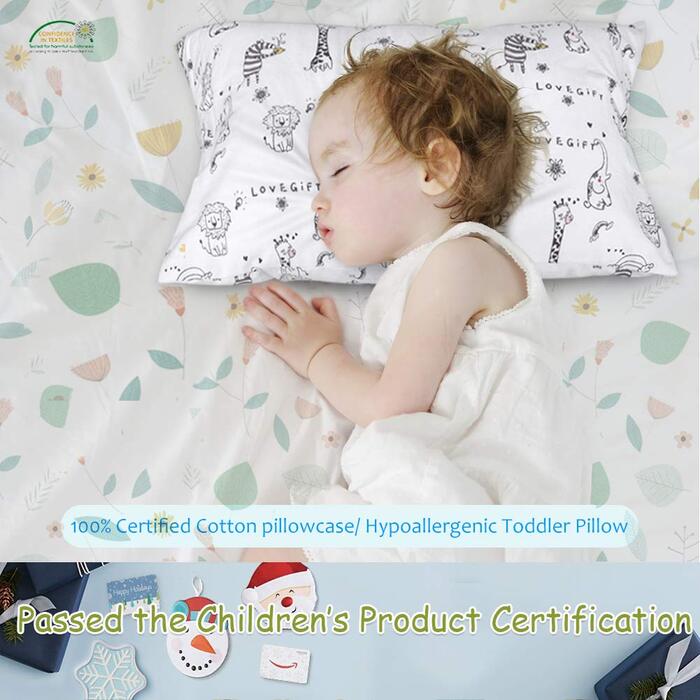 Подушка для голови малюка з наволочкою-м'яка подушка з органічної бавовни 33x45 см для сну для дітей-миється подушка для голови малюка