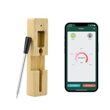 Бездротовий термометр Mcbazel Smart Meat Thermometer з радіусом дії 45 м, Таймер/сигнал тривоги, підтримує віддалений моніторинг/додаток, термометр для варіння/гриля/запікання