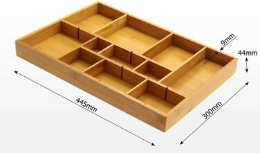 Вальдшнеп Верста. Вкладиші для шухляд Орг. лоток для столових приборів (44,5х30см) бамбуковий, середній розмір