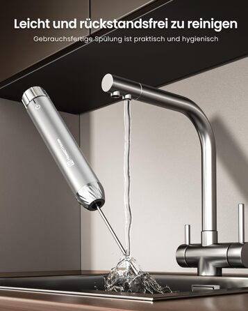 Електричний піноутворювач для молока Maestri House з регулюванням швидкості, знімний металевий вінчик, для лате та капучино (сріблястий)