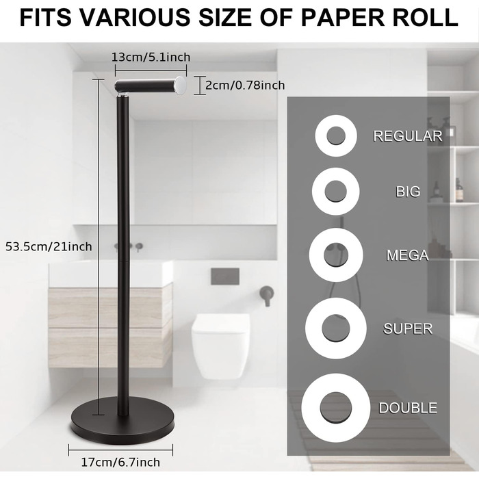 Тримач для туалетного паперу LBSYSLB, нержавіюча сталь SUS 304, окремий тримач для туалетного паперу для ванної кімнати, зважений тримач для туалетного паперу для ванної кімнати (матовий чорний)