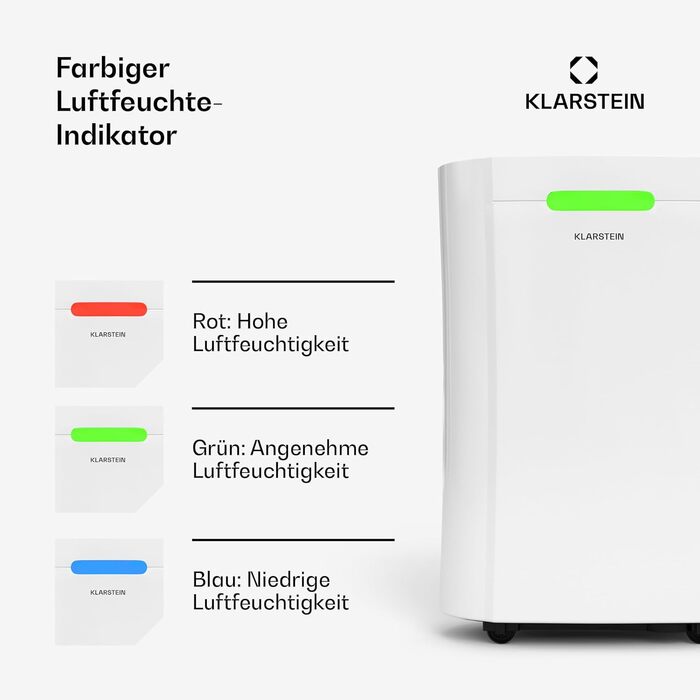 Klarstein AeroDry Smart 12l: Електричний осушувач повітря 12 л/день, WiFi, керування через додаток, білий