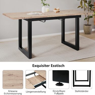 Розсувний обідній стіл Merax, 140/180x80x75 см, білий, металеві ніжки