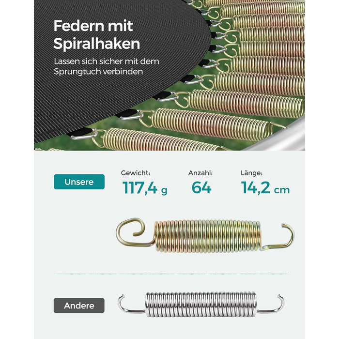 Батут SONGMICS садовий Ø305 см з захисною сіткою, драбиною та м'якими стійками, блакитний