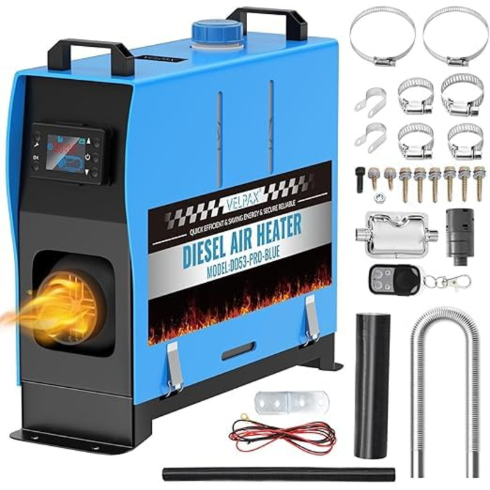 8KW дизельний обігрівач, 12V, з пульт дистанційного керування та LCD-екраном, для авто, RV, човнів, вантажівок, 8KW, блакитний