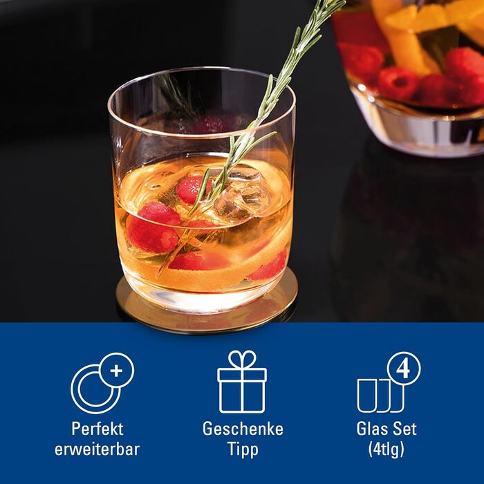 Набір склянок Villeroy & Boch La Divina для віскі, джину та тоніку, 4 шт, 250 мл, кришталь, придатні для миття в посудомийній машині