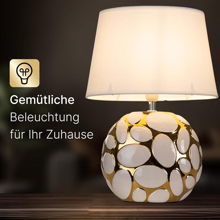 ARTE LAMP LED настільна лампа – класична декоративна хромована лампа для робочого столу з білим текстильним абажуром для вітальні та спальні – з кабелем, хром, білий (Poppy Gold)