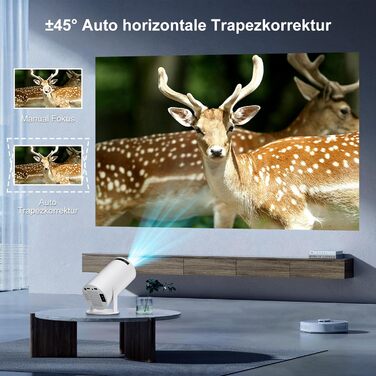 Міні проектор Salange HY300Pro+ 4K з Wi-Fi 6, Bluetooth 5.2 та Android 11.0 для домашнього кінотеатру. Підтримка 180° повороту, сумісний з телефоном, Xbox, ноутбуком, TV Stick, USB. Білий колір.