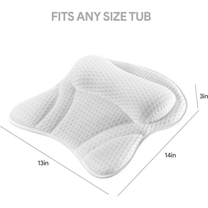 Подушка для ванни PEULEX Komfort: підтримка шиї та спини, з міцними присосками, м'яка, для ванни та джакузі