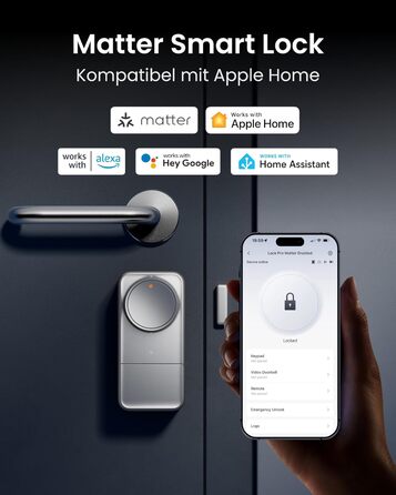 SwitchBot Smart Lock Pro Matter Silver: Розумний замок з акумулятором, підтримка Matter, WiFi, Apple Home, Alexa, Google Home, IFTTT