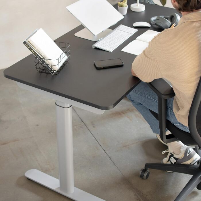 Ergotopia Desktopia One – Регульований стіл, електричний, з подвійним мотором, TÜV-сертифікований, 7 років гарантії (платиновий сірий)