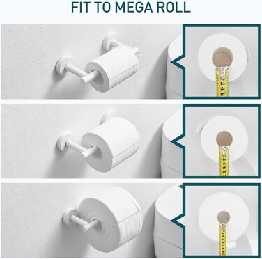 Тримач для туалетного паперу POKIM настінний для ванної кімнати відмінний тримач для рулонів серветок з нержавіючої сталі SUS 304 для рулонів Mega Jumbo, гнучкий поворотний тримач для туалетної кімнати, великий тримач TP (білий)