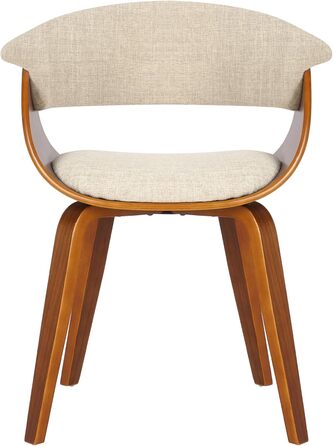 Стільці для їдальні CLP Bruce з тканинним покриттям, дерев'яним каркасом, чорного кольору для їдальні або кухні | Крісло витримує до 150 кг, колір: Кремовий, колір каркасу: горіх (горіх)