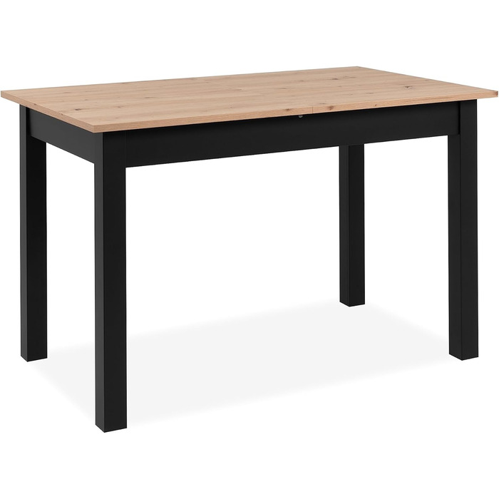 Столовий стіл Esszimmertisch Crawley III Sonoma Eiche 120 см - розсувний, кутовий, з висувною частиною, колір Artisan / Чорний