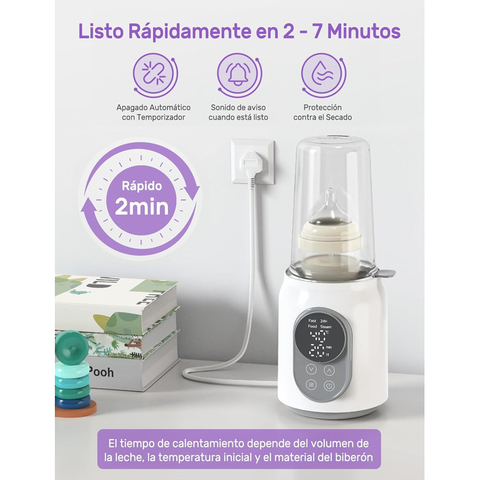 Електричний підігрівач для пляшечок Nuliie 6-в-1: для грудного молока та сумішей, з регулюванням температури та автовимкненням, 220V