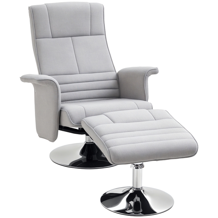 Крісло-масажер HOMCOM з пуфом, регульована спинка, 78 x 95 x 88 см, світло-сірий