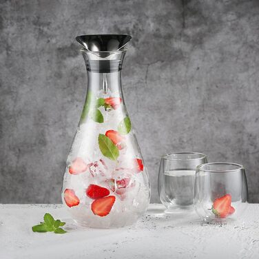 Скляна джезве (карафа) Ecooe 1.5 л з нержавіючою кришкою. Скляний глечик з боросилікатного скла для гарячих/холодних напоїв, DIY напоїв, соків, молока, чаю, кави.