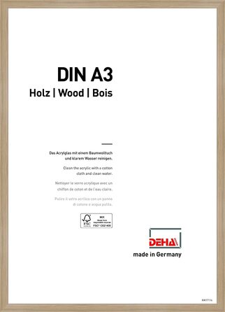 Дерев'яна рамка для фотографій DEHA Fontana / 29, 7x42 см (А3) Дуб / Фото / Колаж Фотогалерея / подарунок / фоторамка / modern m