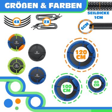 Крісло-гойдалка KESSER® Tellerschaukel Ø 120 см, до 300 кг, з подушкою та 4 ручками, регульоване, дитяче крісло-гойдалка для дому та вулиці, блакитне