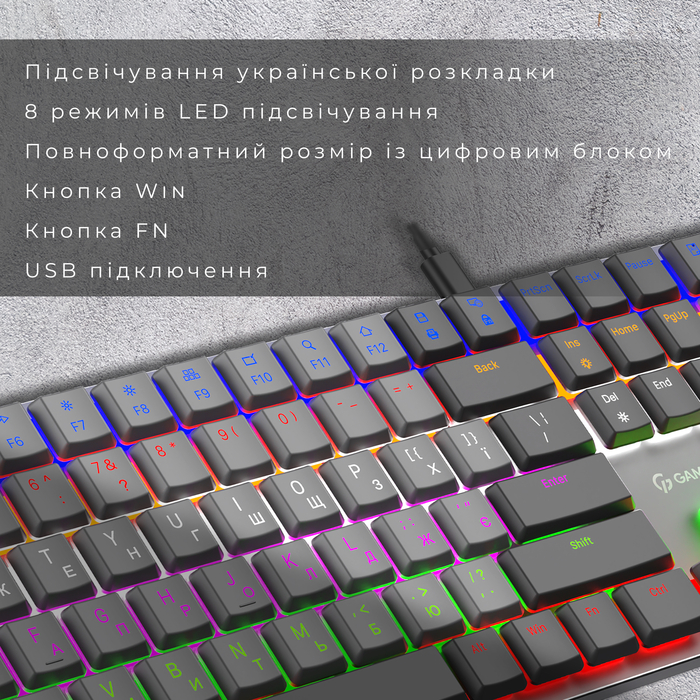 Дротова механічна клавіатура GamePro MK145R Red Switch Low Profile Dark Gray