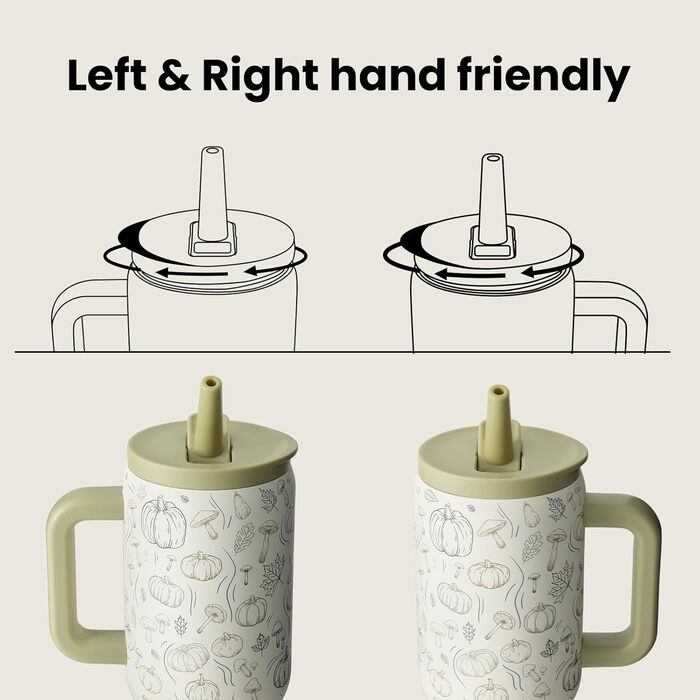 Термокружка-пляшка з нержавіючої сталі 900мл з ручкою та трубочкою – BPA-free, подвійні стінки, без витоку – для подорожей, офісу, навчання, спорту та як подарунок (дизайн «Кропива»)