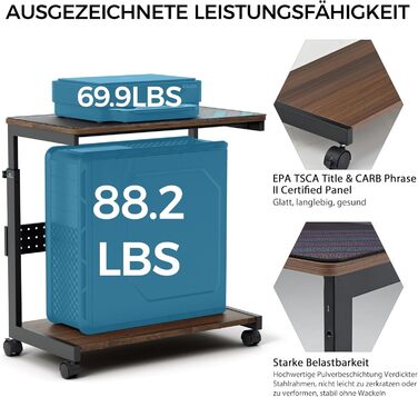 Підставка для комп'ютера EUREKA ERGONOMIC, регульована по висоті, ATX, для CPU, під стіл, з роликами та підкладкою під мишу (волоський горіх)