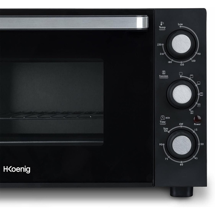 Міні-піч H.Koenig FO42, 42л, 230°C, 5 режимів, таймер 90хв, конвекція, гриль, з щипцями, крихтозбірник, поворотний насадка, 2000W