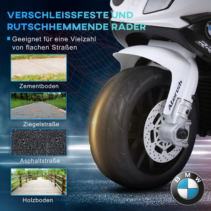 HOMCOM BMW S1000RR ліцензований електричний дитячий мотоцикл дитячий транспортний засіб з акумулятором, триколісний, сталевий, чорний, 66x37x44 см