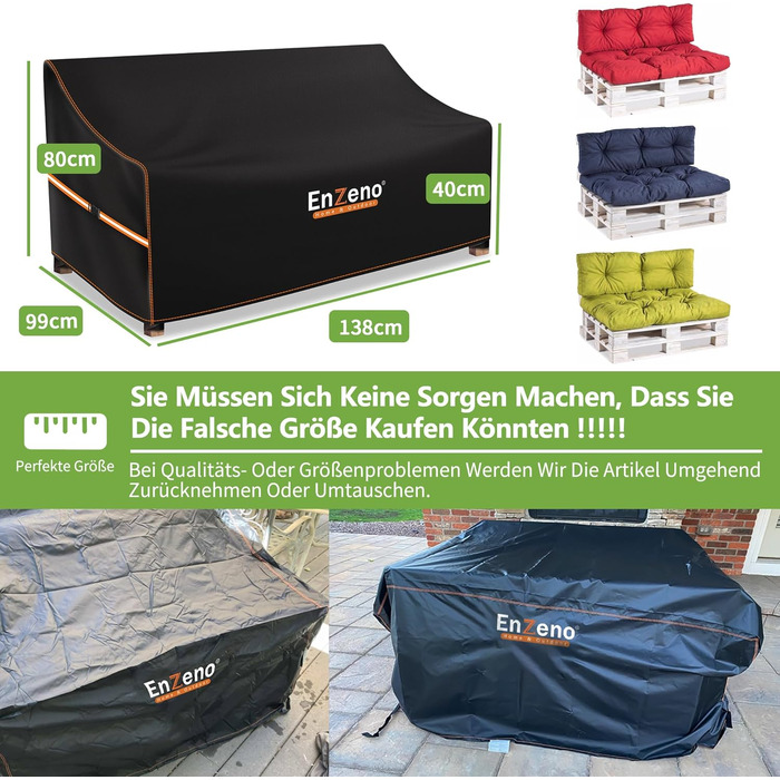 Чохол для садово-патіо меблів Enzeno L-подібної форми, водонепроникний, вітростійкий, 255x255x87 см