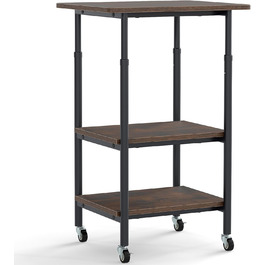 Регульований столик для принтера FANTASK з фіксуючими колесами, 3-рівневий приставний столик вузький на колесах, мобільний візок для зберігання для 3D-принтера, факсу 49 x 40 x 77 см (Коричневий)