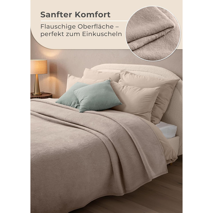 Плед LAYENBURG Premium з бавовни 150x200 см, Oeko-Tex 100, бавовняний, м'який плед для дому, на диван, софу (Taupe)
