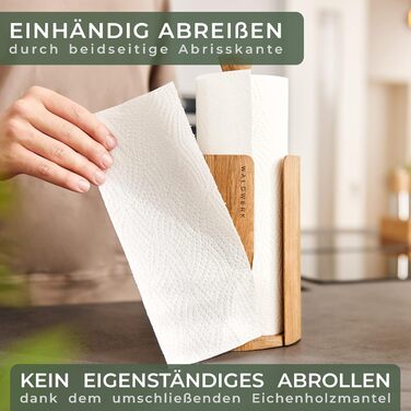 Тримач для паперових рушників WALDWERK з натурального дуба, підставка для всіх стандартних кухонних рулонів, екологічний безпластиковий дизайн