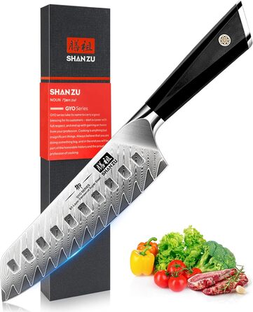SHAN ZU Кухонний ніж з дамаської сталі, 15 см, професійний, Santoku, 67 шарів, нержавіюча сталь, японська сталь 10Cr15Mov, G10 ручка, серія GYO