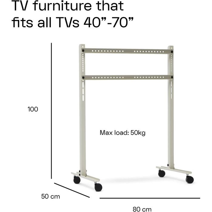 Підставка для телевізора на коліщатках, Rollin' Mushroom, сіра, 40-70 дюймів
