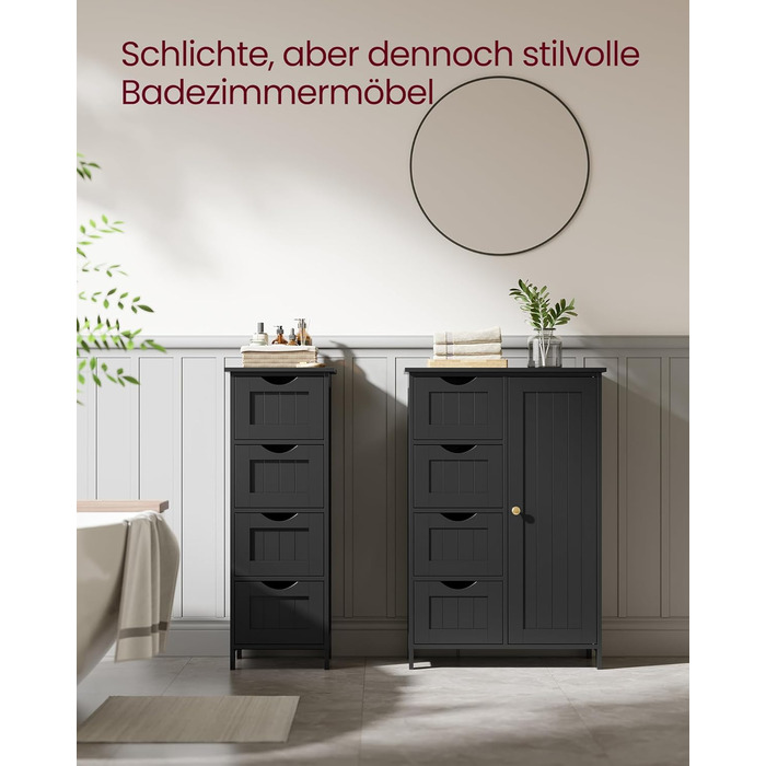 Шафка для ванної кімнати VASAGLE з 4 висувними ящиками, 30 x 30 x 82 см, білий колір, для ванної, вітальні, кухні, їдальні, сучасний дизайн