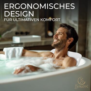 Подушка для ванни з сіткою для прання - Максимальний комфорт та розслаблення з новітньою технологією Air Mesh - Подушка для ванни з 4 міцними присосками - Підтримка шиї/голови (Білий)