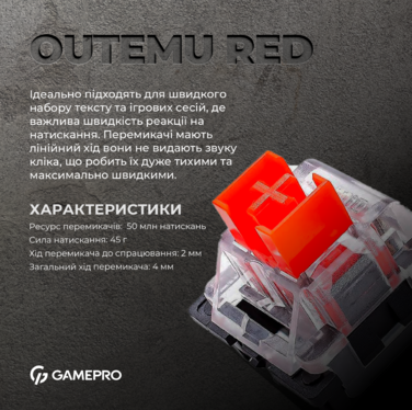 Дротова механічна клавіатура GamePro MK180W (Red) з Hot-Swap RGB White